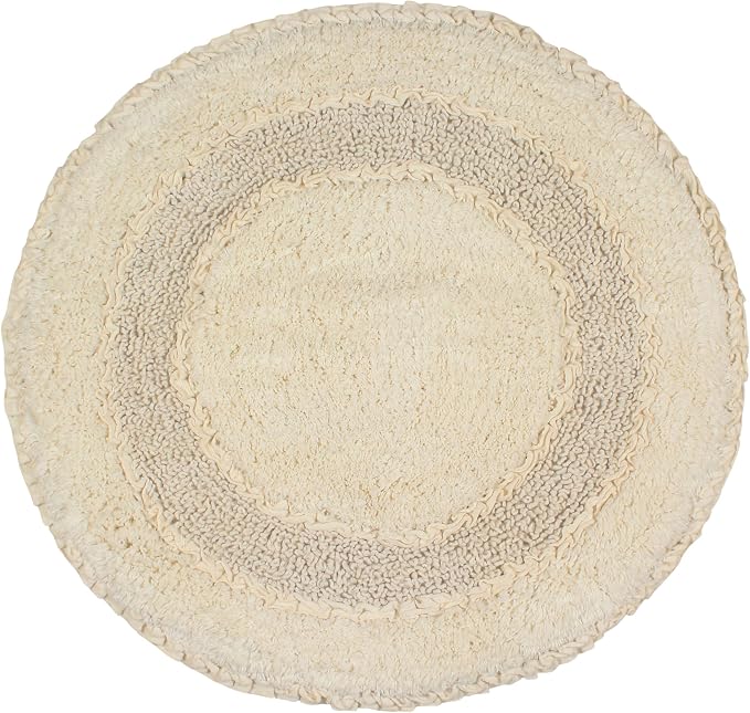 Home Weavers Radiant Collection 100% Cotton Bathroom Rugs Set, Bathroom Décor, Washable Rug, Extra Soft and Absorbent Bath Rug, Kitchen Mat, Bath Mat Set, Bath Floor Mat Non Slip, 30" Round, Ivory
