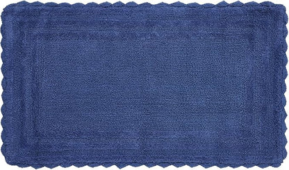 Better Trends Lilly Crochet 24x40 Reversible Bath Rugs and Bath mats for Bathroom, Luxurious 100% Cotton Bath Rug & Water Absorbent Bathroom Mat - Blue Bath Matt
