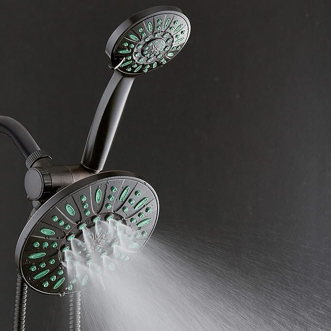 AquaDance Antimicrobial High Pressure 7" Rain & Handheld Shower Head Combo | Enjoy More Power & Better Shower Hygiene with Lifetime Antimicribial Nozzle Protection from Mold, Mildew & Bacteria - Bronze
