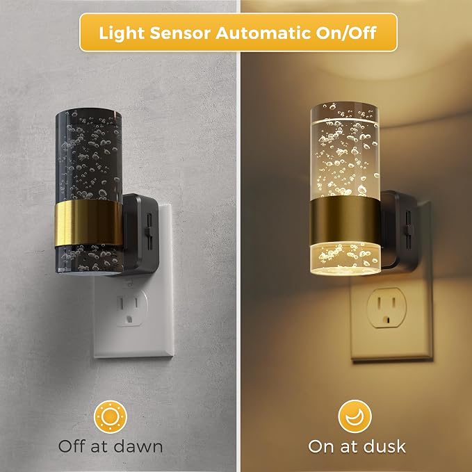 L LOHAS LED Night Lights Plug into Wall, 3000K Acrylic Night Light | Dimmable Nightlight with 0-100 LM Adjustable Brightness, Plug in Night Light with Dusk to Dawn Sensor, for Bathroom Hallway
