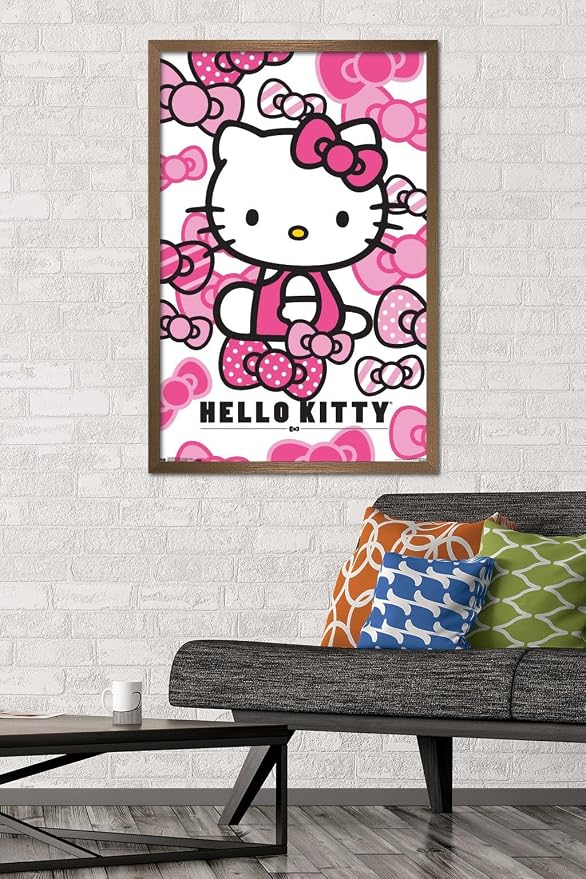 Trends International Hello Kitty - Bows Wall Poster, 22.375" x 34", Bronze Framed Version