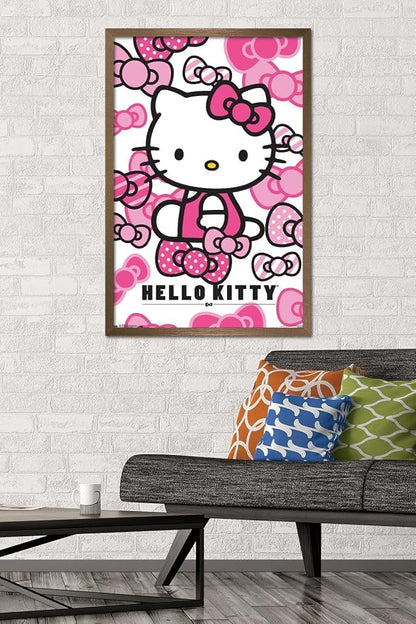 Trends International Hello Kitty - Bows Wall Poster, 22.375" x 34", Bronze Framed Version