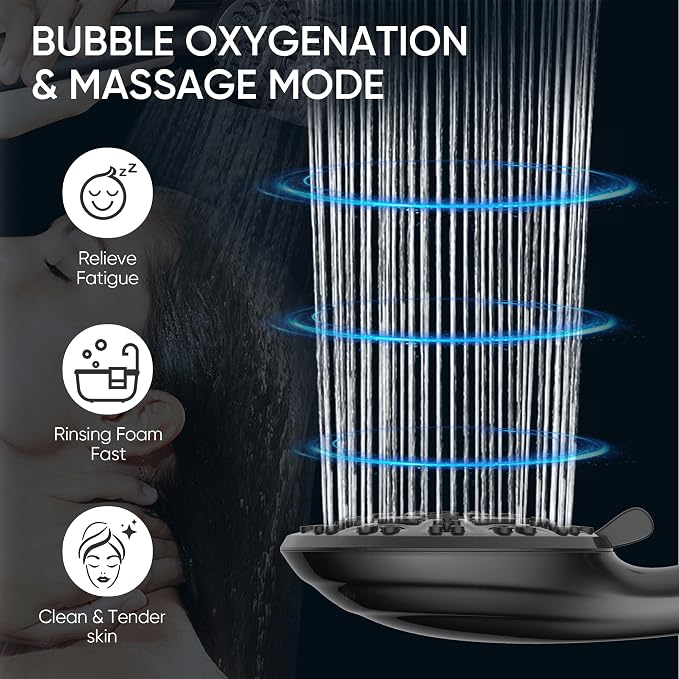 Cobbe 8-Setting Handheld Shower Head, Water-Saving Design, Matte Black | Trickle Pause Mode, 5ft Stainless Steel Hose, Brass Swivel Bracket, Tool-Free Installation
