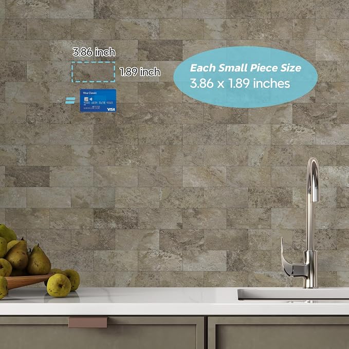 STICKGOO 10-Sheet Subway Tile Peel and Stick Backsplash, Rust Slate | Stick on Kitchen Backsplash, Waterproof, Self Adhesive PVC Wall Tiles for Kitchen, Bathroom, Fireplace