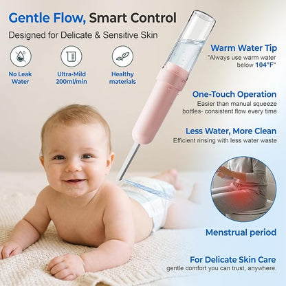 Electric Portable Bidet, Rechargeable Travel Bidet | 3 Pressure Modes, 260 Uses/Charge, Waterproof, Personal Hygiene Cleaning at Home Office and Camping