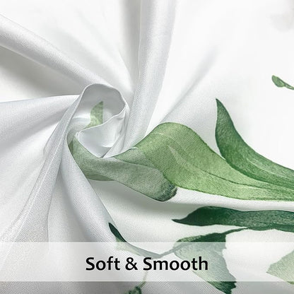 120GSM Green Eucalyptus Shower Curtain with 12PCS Hooks, Watercolor Floral Print Bathroom Décor, Green Botanical Washable Fabric Shower Curtain, 72 x 72 Inch