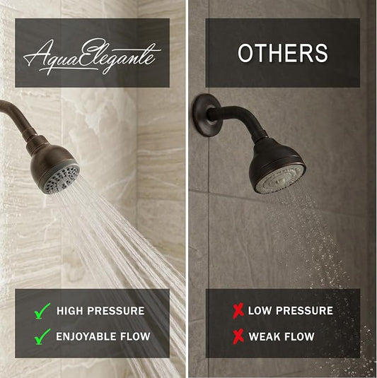 High Pressure Shower Head - 2.5 GPM - Oil-Rubbed Bronze | Best 3 Inch Wall Mount Bathroom Showerhead For Boosting Low Flow With Anti-Clog Nozzles, Adjustable Brass Ball Joint