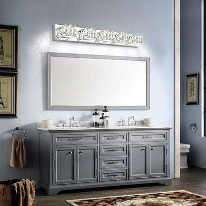 Modern Vanity Lights for Bathroom - Crystal 5 Light Bathroom Vanity Lights - Chrome LED Bath Lighting Fixtures