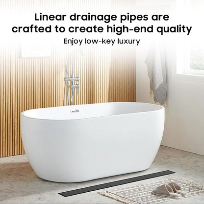 DLONE® Linear Shower Drain - 72 Inch Matte Black, with Tile Insert Panel | AISI 304 Stainless Steel Linear Drain, Rectangle Shower Floor Drain, with Adjustable Feet, Fits Bathroom & Balcony etc
