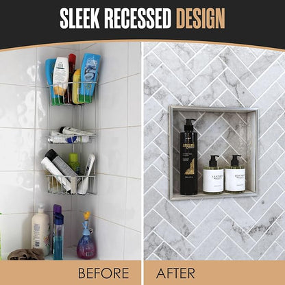 Shower Niche, Shower Niche Insert Tile Ready, 12x12 Inch, Soap Box, Prefab | Houseables Recessed Bathroom Storage, In Wall Shelf, Cubby Inserts, Recessed Shampoo Caddy, Inset Shelves, Built In Nook