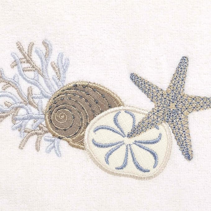 Avanti Linens - Hand Towel, Soft & Absorbent Cotton Towel, Coastal Inspired Bathroom Decor (By the Sea Collection, White)