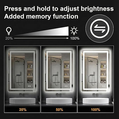 LED Bathroom Mirror with Lights, 20 x 30 Lighted Vanity Wall Mirror | Backlit and Frontlit, Anti-Fog, Dimmable 3 Colors, Shatter-Proof Tempered Glass, Memory Function, Plug-in/Hardwired