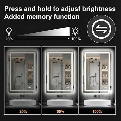 LED Bathroom Mirror with Lights, 24 x 36 Lighted Vanity Wall Mirror | Backlit and Frontlit, Anti-Fog, Dimmable 3 Colors, Shatter-Proof Tempered Glass, Memory Function, Plug-in/Hardwired