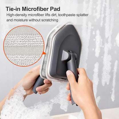 CLEANHOME Tile Tub Scrubber Brush for Cleaning Toilet Wall,Bathtub,Sink | 3 Different Function Cleaning Heads, 56" Extendable Long Handle, Bathroom No Scratch Shower Scrubber