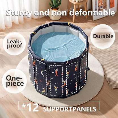 Portable Bathtub for Adult, Foldable Soaking Bathtub for Hot SPA&Ice Bath, Foldable Small Bathtub collapsible bathtub for Bathing, 6-layer Insulated portable tub,Space-saving (Blue Fish 31.5X26.6 IN)