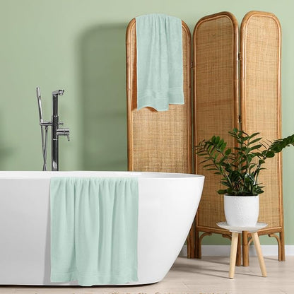 Cotton 2 Pack Oversized Bath Towel Set 28x55 inches, Large Bath Towels, Ultra Absorbant Compact Quickdry & Lightweight Towel, Ideal for Gym Travel Camp Pool - Sea Green