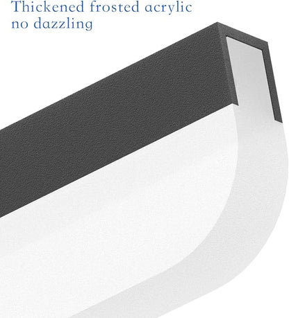 Ralbay 48" Matte Black Vanity Lights 48W Frosted Aluminum Modern LED Black Bathroom Vanity Light Fixtures Over Long Mirror LED Modern Bath Lighting 6000K White Light