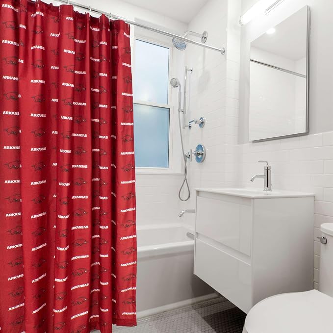 Everything Comfy NCAA Arkansas Razorbacks Bright and Colorful Shower Curtain Cover 70" x 72"