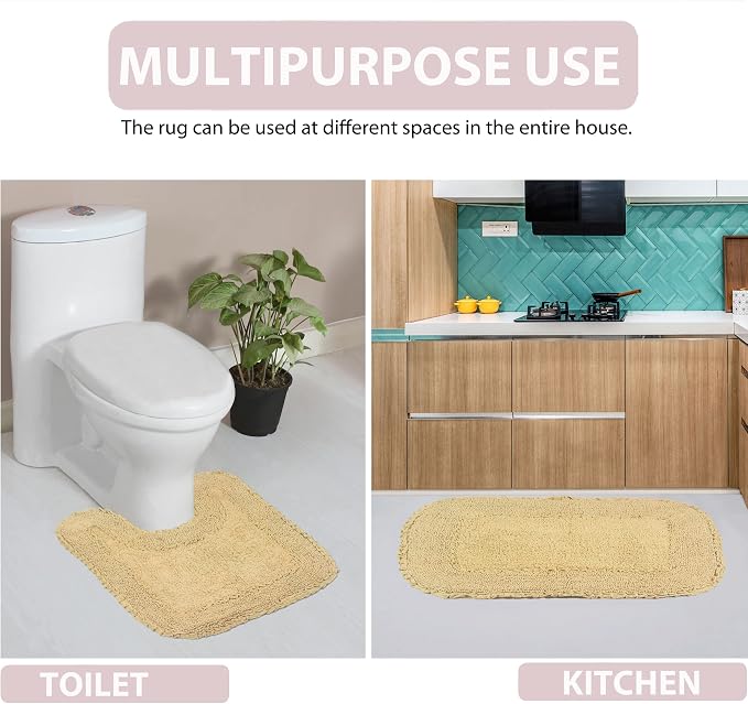 Home Weavers Radiant Collection 100% Cotton Bathroom Rugs Set, Washable Rug, Soft Cotton Extra Soft and Absorbent Bath Rug, Kitchen Mat, Bath Mat Set, Bath Floor Mat Non Slip, 21"x54" Runner, Yellow