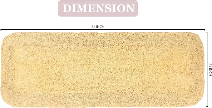 Home Weavers Radiant Collection 100% Cotton Bathroom Rugs Set, Washable Rug, Soft Cotton Extra Soft and Absorbent Bath Rug, Kitchen Mat, Bath Mat Set, Bath Floor Mat Non Slip, 21"x54" Runner, Yellow