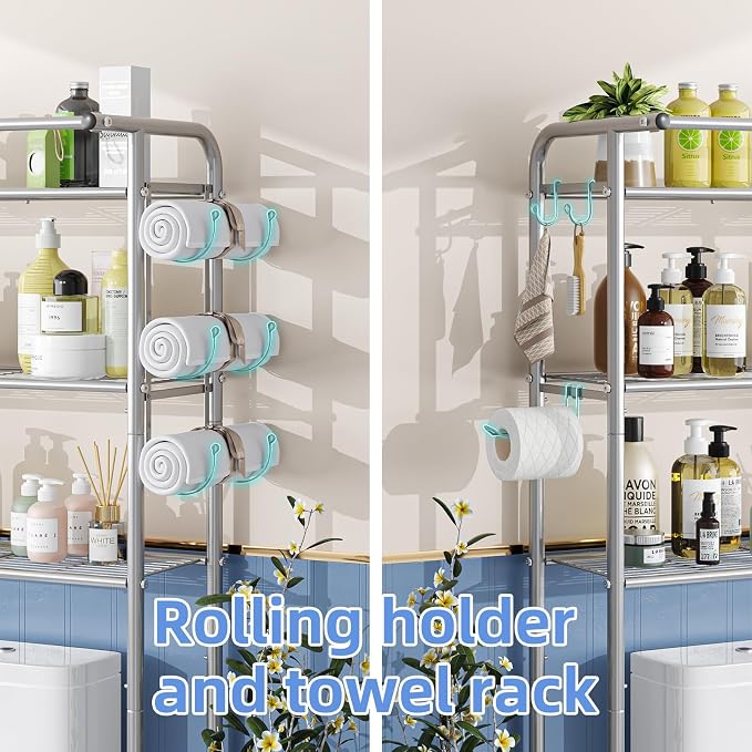Simple Trending 3 Tier Over The Toilet Rack, Shelf Bathroom, Bathroom Stand Organizer Space Saver, Silver