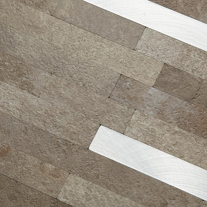 Yipscazo 2 Sheets PVC Wall Tiles Stick on Tiles for Backsplash Kitchen, Bathroom, Laundry Room, Camper, Fireplace (6'' X 12'', Brownish Stone)