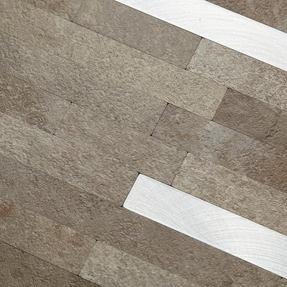 Yipscazo 2 Sheets PVC Wall Tiles Stick on Tiles for Backsplash Kitchen, Bathroom, Laundry Room, Camper, Fireplace (6'' X 12'', Brownish Stone)
