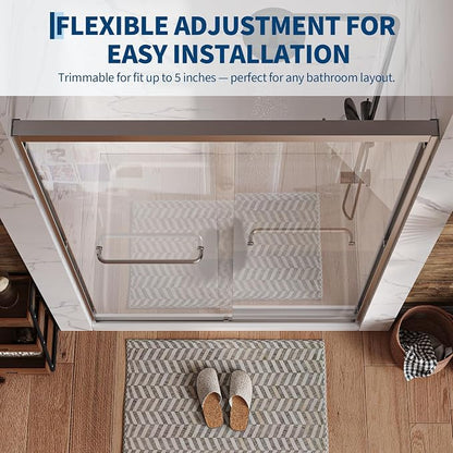 Garvee 43-48" W x 72" H Sliding Shower Door, 1/4" Tempered Glass | Trim-to-fit 43-48" openings, 6mm tempered safety glass with coating resists stains & leaks, DIY-install with smooth glid