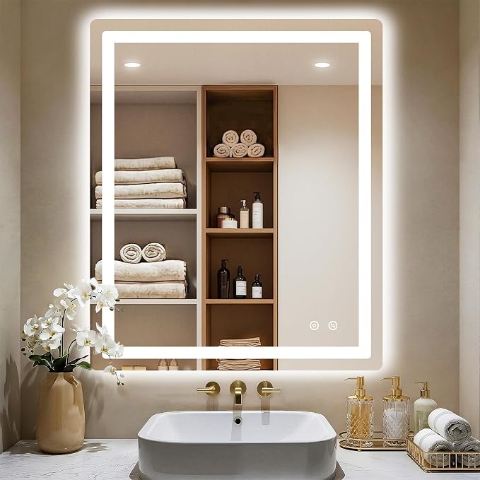 LED Bathroom Mirror, 30"x36" Bathroom Vanity Mirror with Lights | Smart Anti-Fog, Dimmable, 3 Color Modes, Backlit+Front Lit, Memory Function, HD Tempered Glass,Horizontal/Vertical,ETL Listed