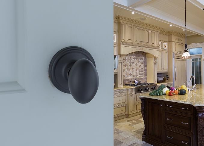 Copper Creek EK2020BC Egg Door Knob, Passage Function, 1 Pack, in Black