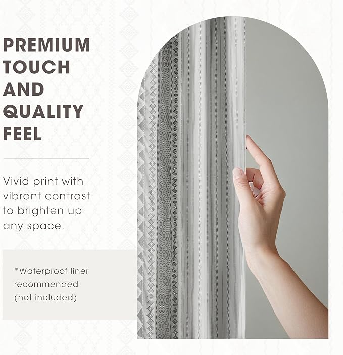 INK+IVY Imani Tufted Chenille 100% Cotton Shower Curtains Machine Washable, Modern Home Bathroom Décor Bathtub Privacy Screen, 72" x 72", Grey | Machine Washable, Boho Tufted Chenille Modern Home Bathroom Decor, Bathtub Privacy Screen, OEKO-TEX Certified