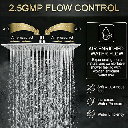 16 Inch Rain Shower Head,Rainfall Showerhead,Chrome | All Metal 304 Stainless Steel with 324 Silicone Nozzel, Full Body Coverage,Ceiling Mounted
