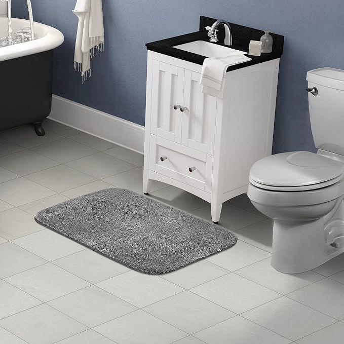 Garland Rug Traditional Nylon Washable Medium Gray 24" X 40" Bath Rug - Soft, Absorbent, and Stylish for Your Bathroom