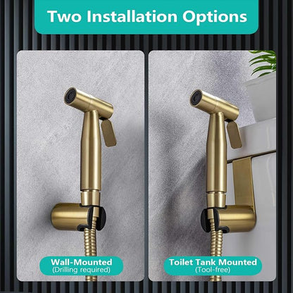 BARROCK Bidet Sprayer for Toilet, Handheld Jet Spray for Existing Toilets with Bidet Hose, Adjustable Water Pressure Muslim Shower, Stainless Steel Cloth Diaper/Feminine Wash Sprayer Brushed Gold