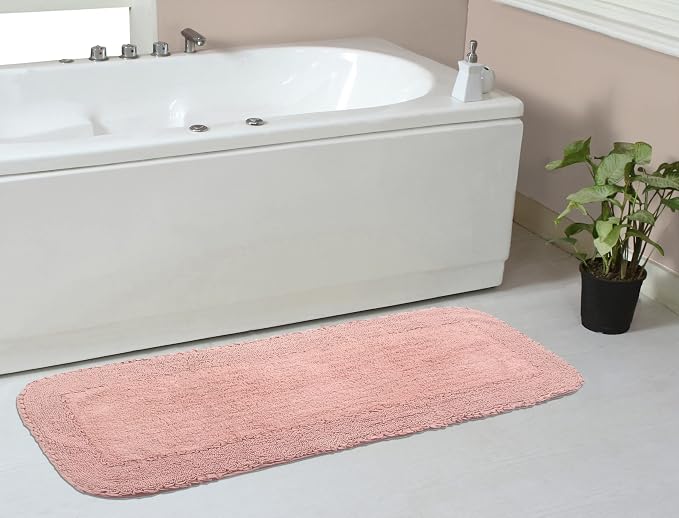 Home Weavers Radiant Collection 100% Cotton Bathroom Rugs Set, Washable Rug, Soft Cotton Extra Soft and Absorbent Bath Rug, Kitchen Mat, Bath Mat Set, Bath Floor Mat Non Slip, 21"x54" Runner, Pink