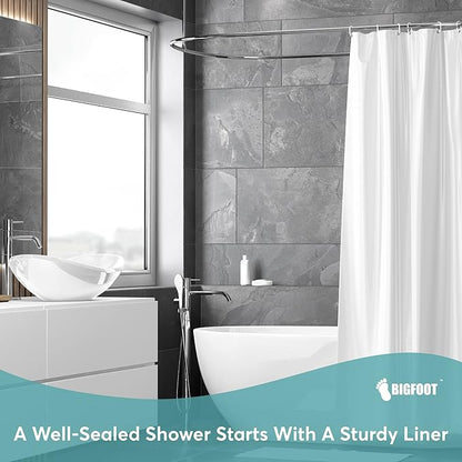 BigFoot Shower Curtain – 36 x 72 PEVA Premium Shower Curtain with Rustproof Metal Grommet and 2 Magnetic Weights – Odor Free and Compatible with Standard Showers, Clear