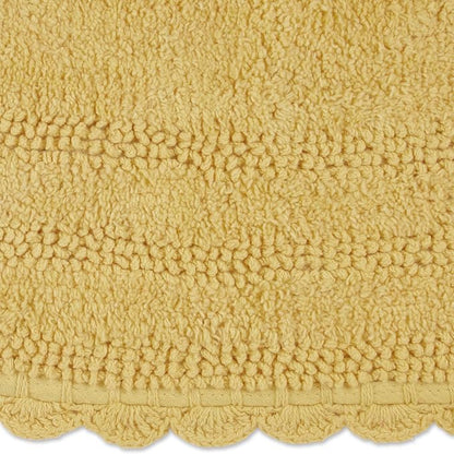 DII Crochet Collection Reversible Bath Mat, Large Oval, 21x34, Yellow