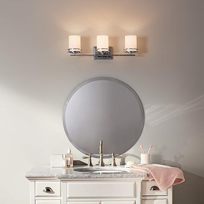 Kichler Hendrik 24" 3 Light Vanity Light with Satin Etched Cased Opal Glass Chrome