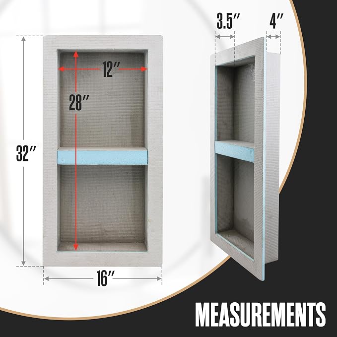 Shower Niche, Shower Niche Insert Tile Ready, 12x28 (13x29), Prefab Box | Houseables Recessed Bathroom Storage, In Wall Shelf, Cubby Inserts, Recessed Shampoo Soap Caddy, Inset Shelves, Built In Nook
