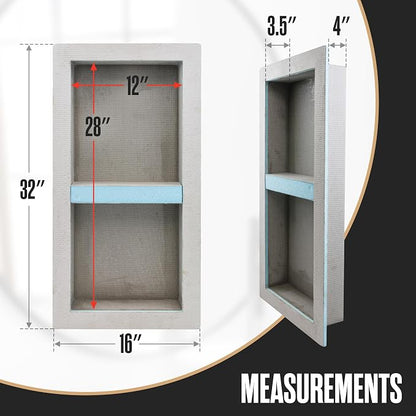 Shower Niche, Shower Niche Insert Tile Ready, 12x28 (13x29), Prefab Box | Houseables Recessed Bathroom Storage, In Wall Shelf, Cubby Inserts, Recessed Shampoo Soap Caddy, Inset Shelves, Built In Nook
