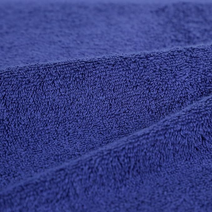 Amazon Basics 100% Cotton Fade-Resistant Hand Towels for Bathroom, Soft Absorbent, 26" x 16", Navy Blue, 6-Pack
