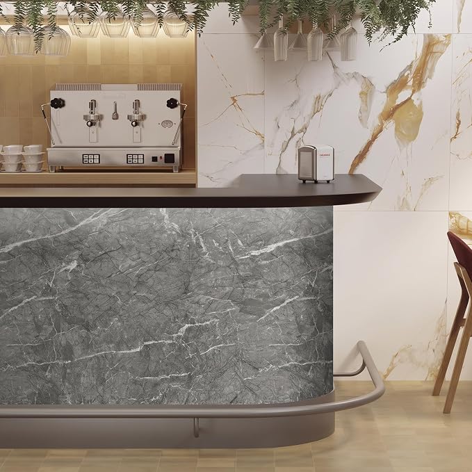 Marble Peel and Stick Waterproof Wall Paneling, 118" x 47" Bardiglio Grey Matte Finish Self-Adhesive Backsplash Tile Vinyl Wall Panel for Kitchen Bathroom Wall Decor, Covers 38.75 Sq. Ft.