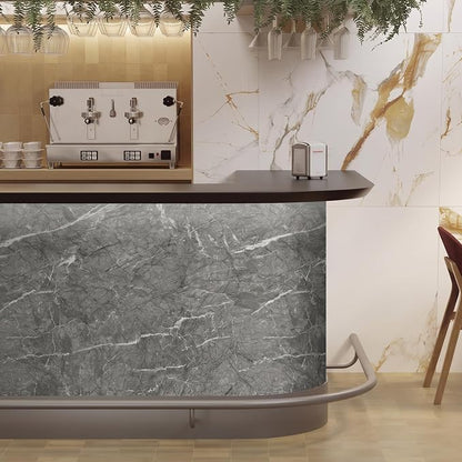 Marble Peel and Stick Waterproof Wall Paneling, 118" x 47" Bardiglio Grey Matte Finish Self-Adhesive Backsplash Tile Vinyl Wall Panel for Kitchen Bathroom Wall Decor, Covers 38.75 Sq. Ft.