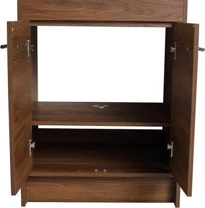 48" Bathroom Vanity, 48 Inch Freestanding Vanity with Ceramic Vessel Sink, Modern Single Sink Bathroom Vanity Combo, Brown Floor Stand Large Storage Cabinet Set (BRE321, 48 * 18)