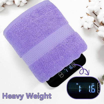 Cleanbear Soft Bath Towels Set of 2, Cotton, 55" x 27" Lavender & Turquoise | Thick & Highly Absorbent Shower Towels for Body Drying, Bathroom, Guest Bathroom, Gym, Pool