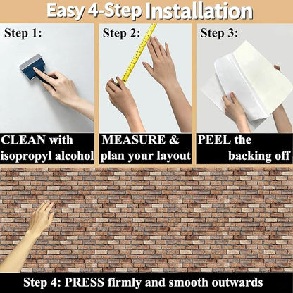 3D Wall Panels Peel and Stick,10Pcs 3D Brick Wallpaper Self-Adhesive | 11.81*11.81 Inch, Waterproof, Self-Adhesive Wall Tiles, for Accent Walls, Kitchen, Bathroom, Bedroom & Office Decor