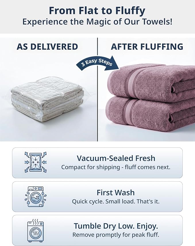 LANE LINEN Towel Set 18 Piece Soft Absorbent Quick Dry - Wishful Mauve | Cotton Bath Towel Set - Terry Weave Comfort, Long-Lasting Comfort, Hotel-Style Look, Gets Softer With Every Wash
