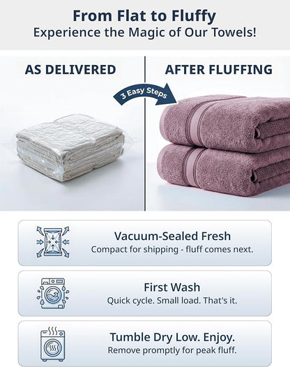LANE LINEN Towel Set 18 Piece Soft Absorbent Quick Dry - Wishful Mauve | Cotton Bath Towel Set - Terry Weave Comfort, Long-Lasting Comfort, Hotel-Style Look, Gets Softer With Every Wash