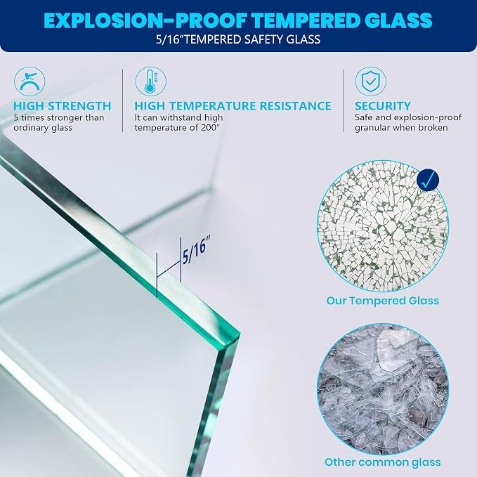 Bathroom Shower Glass Door 24 * 78" - 5/16"(8mm) Thick Clear Tempered Glass Panel, Fixed Hinged Framless Shower Glass Door with Clamps, Chrome