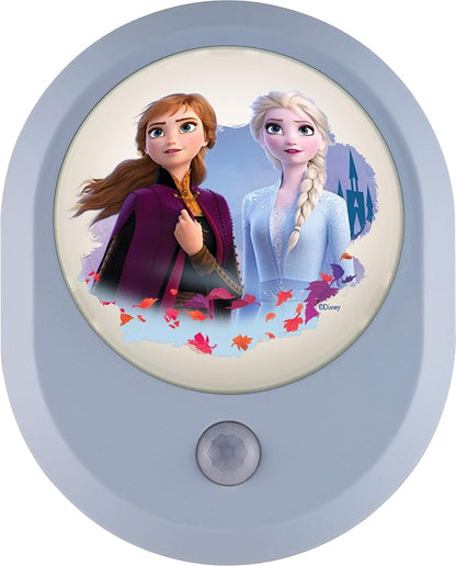 Disney Frozen II MySelect LED Night Light, Motion Sensor, Dusk-to-Dawn | Featuring Anna and Elsa, Ideal for Girls' Bedrooms, Nurseries, or Bathrooms – 44473